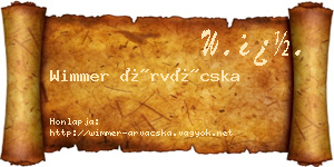 Wimmer Árvácska névjegykártya
